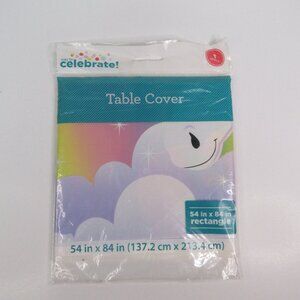 Unicorn Plastic Table Cover Disposable Birthday Party Supplies 54"x84" White New